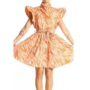 Derek Lam collection Orange Zebra Cutout Mini Dress Structured Womens Size 6